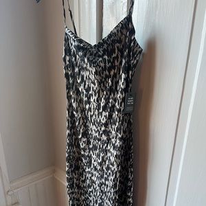 NWT Patterned Satin Cowl Neck Midi Dress